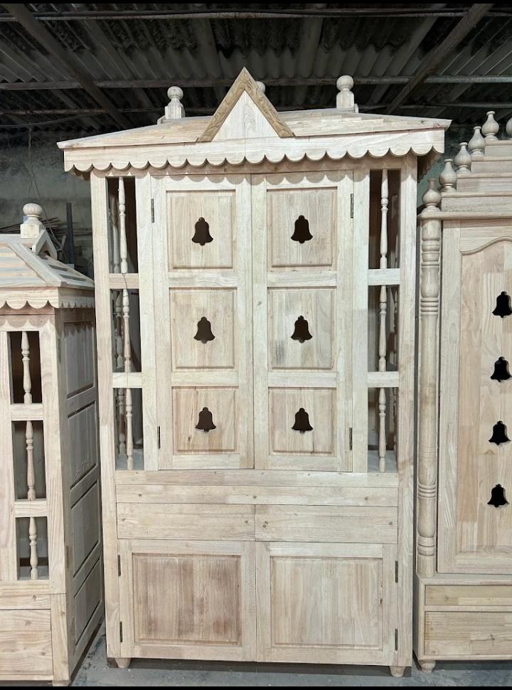 Sacred Heritage Double-Door Teak Mandir Shrine